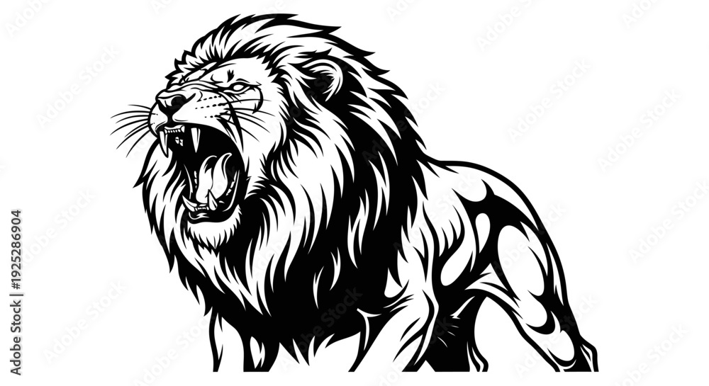 custom made wallpaper toronto digitalIllustration of a Roaring Lion Portrait.