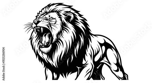 Illustration of a Roaring Lion Portrait.