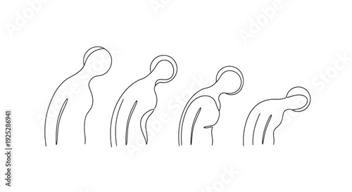 Illustration of Human Figures Bending Downward.