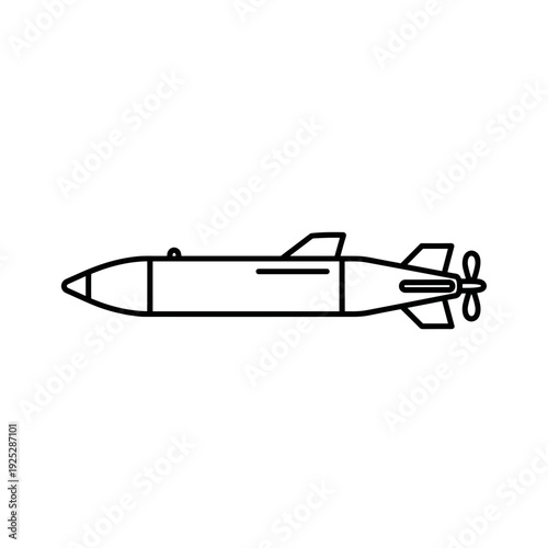 Military missile icon in simple outline design  