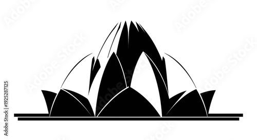 Lotus Flower Simple Black and White Illustration.