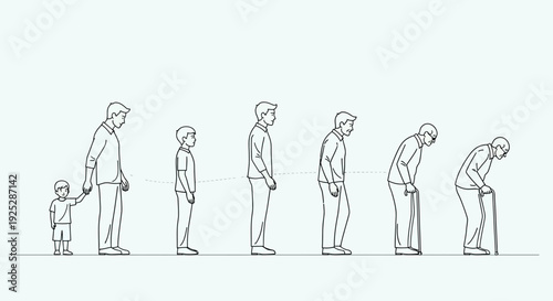 Man Aging from Youth to Old Age.