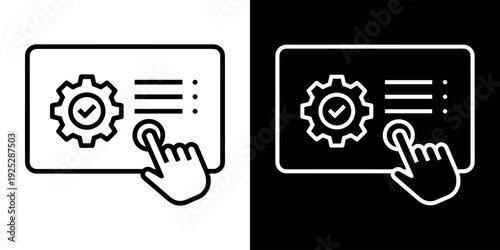 Self service icon set concept in flat black and white style on clean background vector illustration design.	