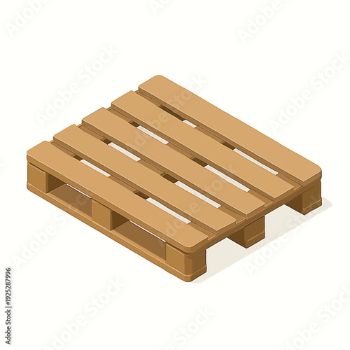 Industrial empty wooden pallet vector illustration for warehouse and logistics. Isometric design for cargo shipping, supply chain management, and storage concepts