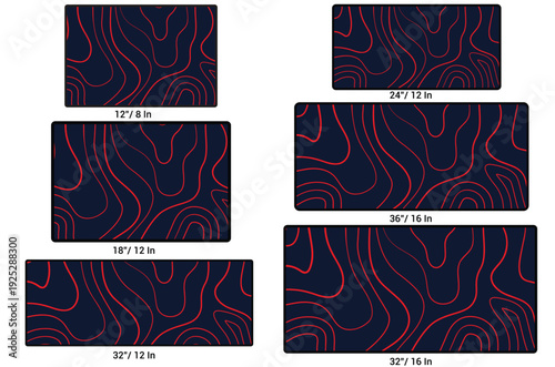 Foto Abstract Topographic Line Mouse Pad Size Mockup Collection Vector Template