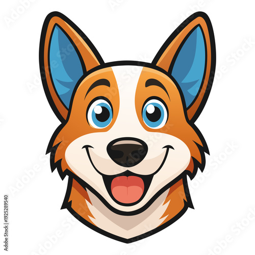 Friendly corgi with big blue eyes and happy expression