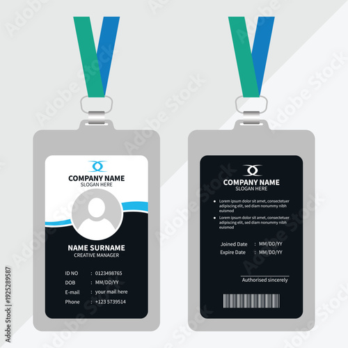 Modern and creative business clean id card vector template design. Corporate id card template design. Professional modern id card. Vector illustration.