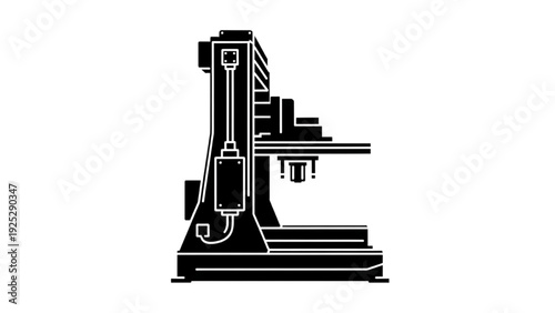 Column Mounted Industrial Robot Silhouette – Automation Machinery Black Vector Icon