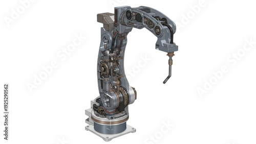 Industrial Welding Robot Cutaway View – 6 Axis Articulated Robotic Arm Internal Structure Illustration