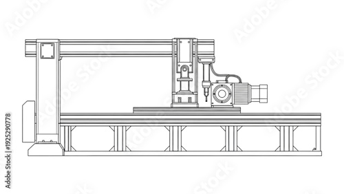 Cartesian Gantry Robot 2D Technical Drawing – Linear Axis Industrial Automation Elevation