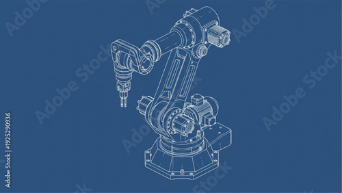 Industrial Articulated Robotic Arm Blueprint – 6 Axis Automation Engineering Technical Plan