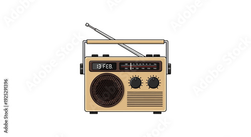 Vintage Retro Style Radio with Antenna and Controls.