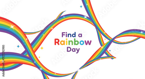 Colorful Rainbow Ribbons and Text Design.