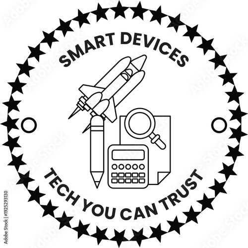 A black and white logo for smart devices that says tech you can trust