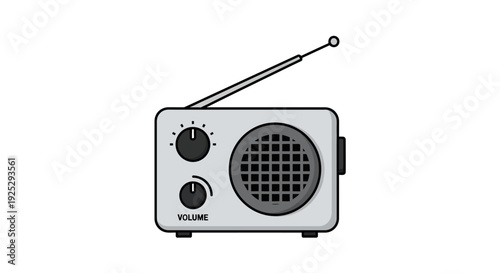 Vintage Retro Style Radio Illustration with Antenna.