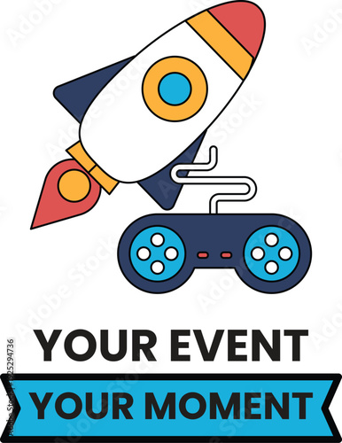 A rocket is flying in the sky with a controller in the foreground