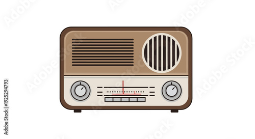 Vintage Retro Radio Illustration with Brown and White Colors.