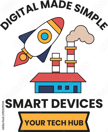 A rocket is flying in the sky above a building