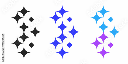 Abstract arrangement of diamond shapes in black blue and purple hues