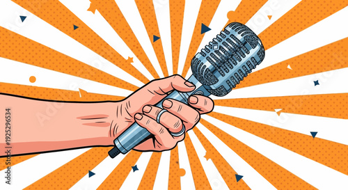 hand holding microphone, performance, singing, entertainment concept