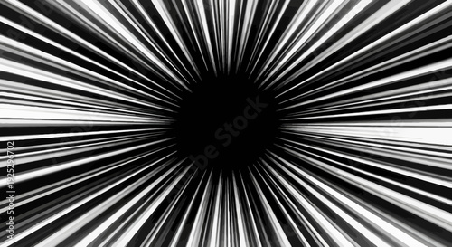 abstract black hole, radial lines, energy burst, dark background