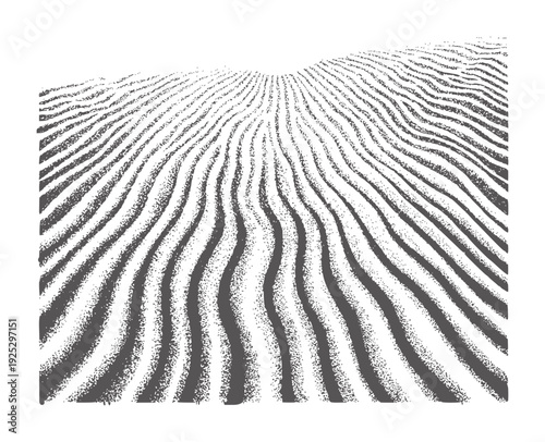 Black and white ink of undulating sand dunes desert texture pattern