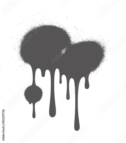 Dark gray spray paint drips and splatters white