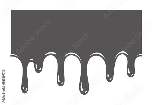 Dark grey liquid dripping from a solid surface with white highlights