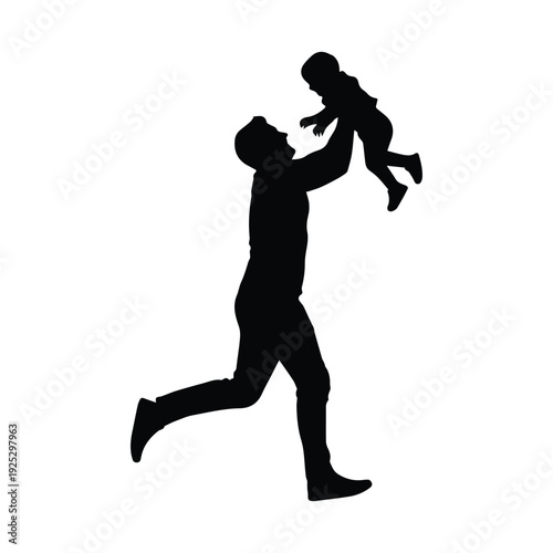 Father playfully tossing baby in the air silhouette