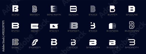 Modern Geometric Minimalist Abstract Creative Branding, Business Identity Design. Letters B Logo Concept Monogram Set for Startups, Businesses, Companies. Typographic Logos Collection. Vector symbols