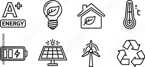 Eco friendly icon bundle for sustainable energy and environmental conservation