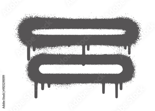 Two horizontal grey spray paint shapes with dripping effect white