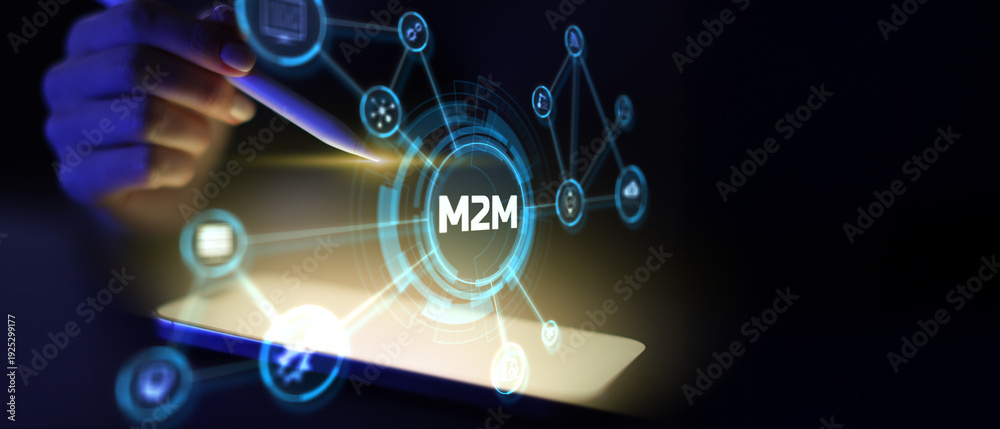 Fototapeta premium Machine-to-Machine Communication and Connectivity in Smart Industry Networks.