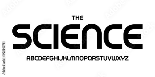 Science technology font, futuristic alphabet for scientific headline, medical digital product logo, display device typography, app UI typographic design. Modern vector typeset.