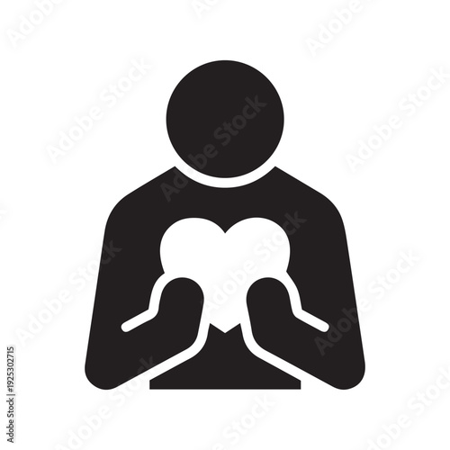 Your self care icon. Simple solid style. Love myself, hug, compassion, embrace my body, good and health life concept. Black silhouette, glyph symbol. Vector illustration isolated.