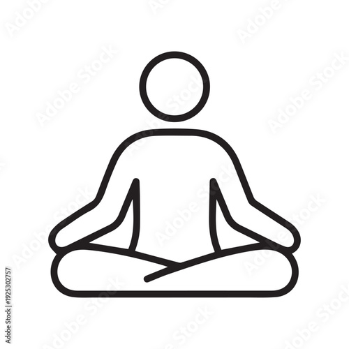 Lotus pose, linear icon. Person in lotus pose. Meditation. Line with editable stroke
