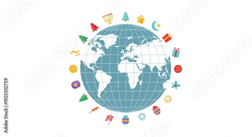 Global Celebrations and Diverse Holiday Traditions Around the World, Isolated White Background.