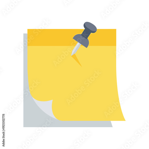 Push pin marking location on yellow paper document with shadow effect