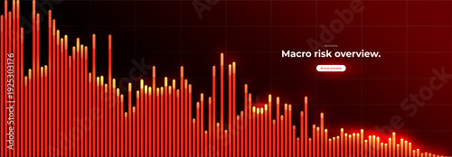 Stock Downturn Trend Red Graph Report. Downward Growth Financial Crisis Chart. Global Finance Collapse. Sanctions Tariffs Consequences, Trade War, Presentation Background Design. Vector Illustration