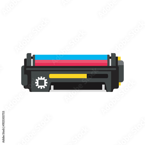Color inkjet printer cartridge set isolated on white background