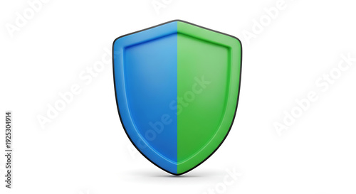 Free Download Realistic 3D shield icon, divided into blue and green halves. - GFXLoad