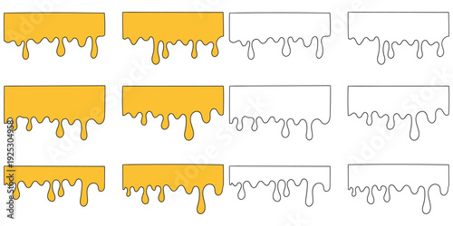Hand-drawn cartoon and doodle set of melted cheeses on a white background.