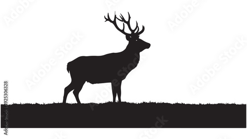Minimalist silhouette of deer with antlers on cliff
