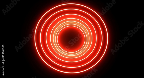 Glowing red concentric circles on black background