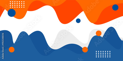 Orange and blue geometric business banner design. Creative banner design with wave shapes and lines for template. Simple design on white horizontal banner. Eps10