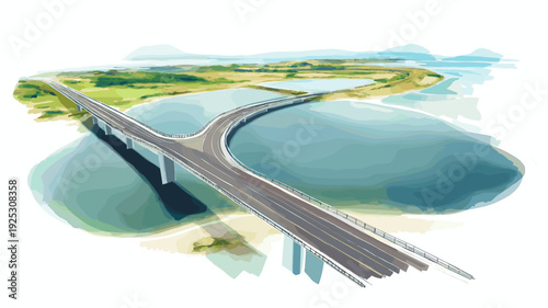 Laguna Garzon Bridge. Laguna Garzon Bridge hand drawn watercolor illustration
