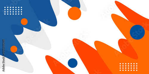 Orange and blue geometric business banner design. Creative banner design with wave shapes and lines for template. Simple design on white horizontal banner. Eps10