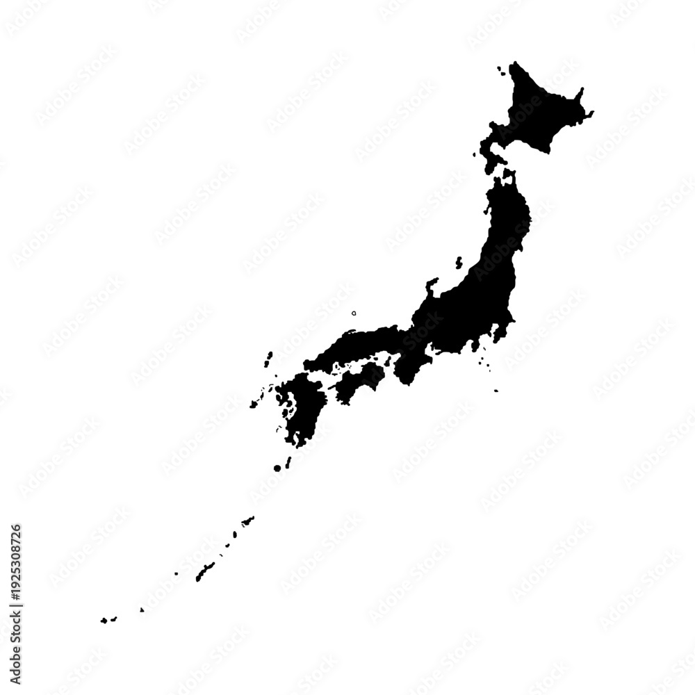Fototapeta premium Japan country map silhouette vector illustration