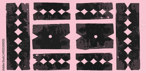 Abstract geometric pattern with diamond shapes in pink and purple