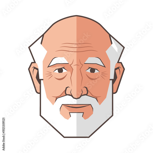 Elderly Man Portrait, White Beard, Bald Head, Friendly Smile, Senior Citizen, Wisdom